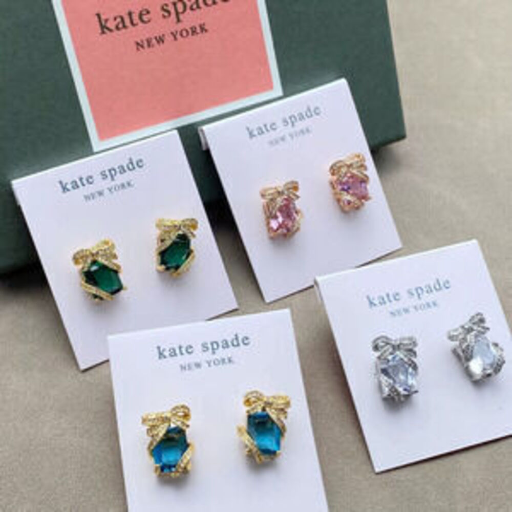kate spade Bow Shaped Rectangular CZ Stud Earrings
